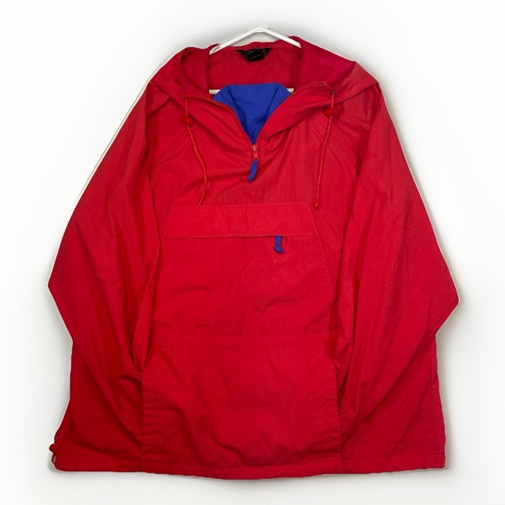 Vintage Eddie Bauer Anorak Jacket Mens XL Red Pullover Windbreaker Hoodie 23150